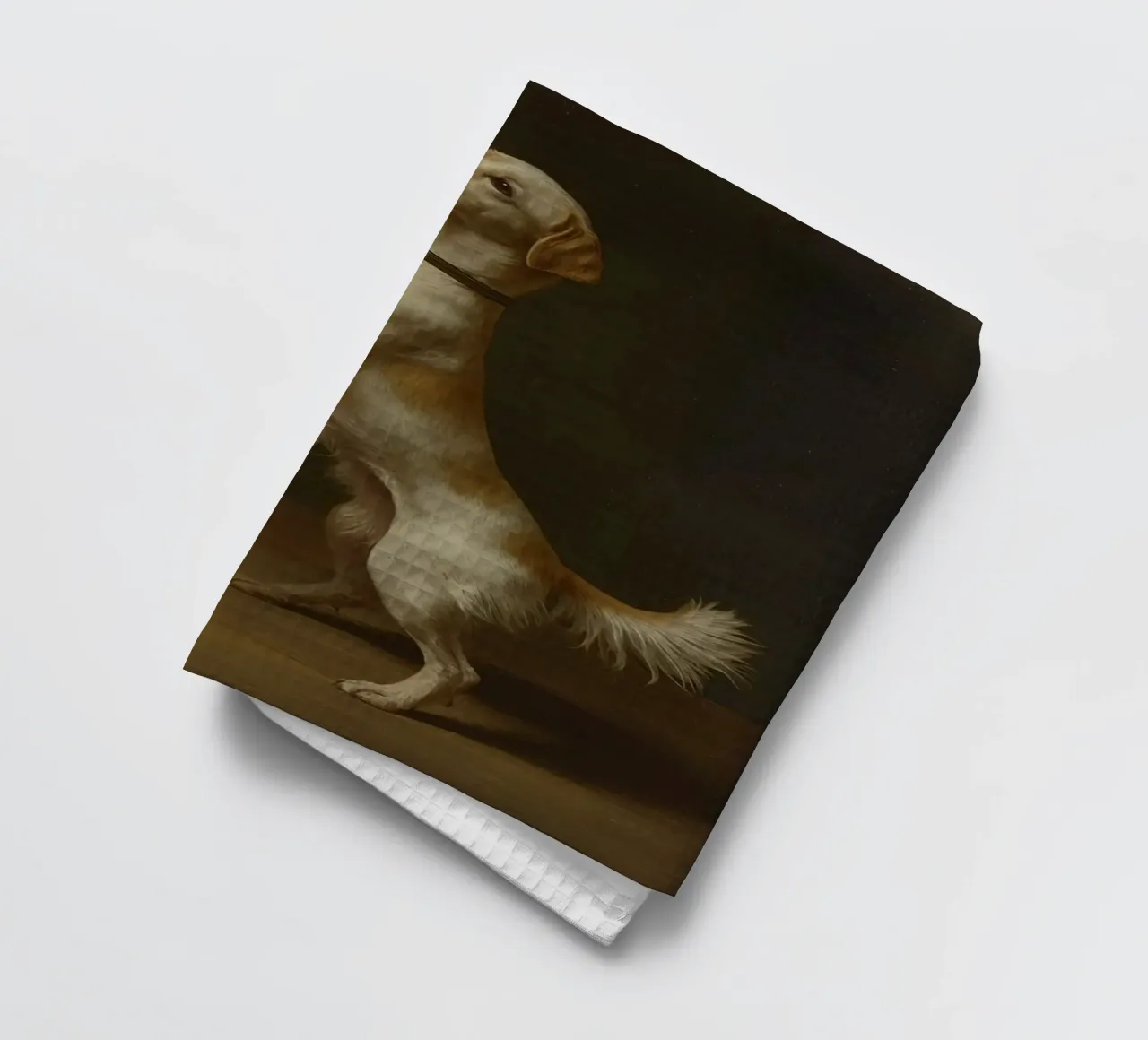 Cane in piedi con le zampe su un tavolo in un ambiente classico canovaccio da cucina da DesignDoodle