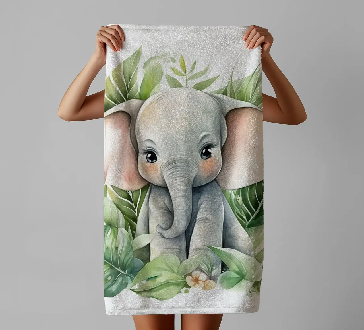 Jungle Baby Elephant asciugamano da bagno da vintageshop