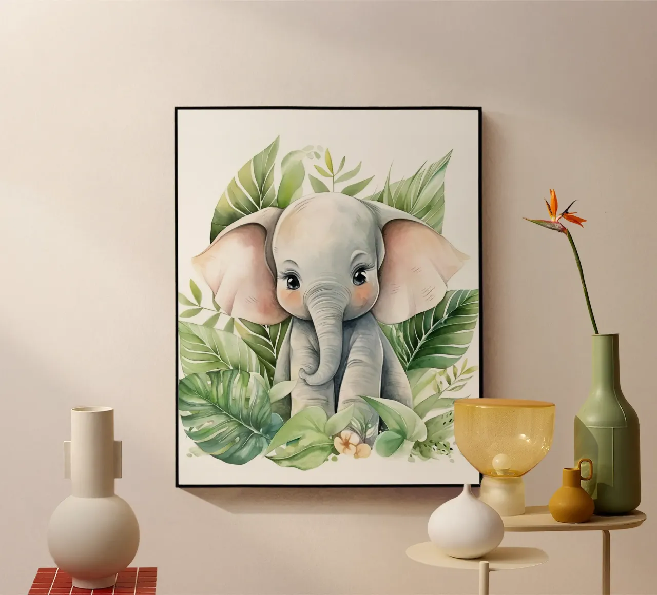 Jungle Baby Elephant acrylic glass by vintageshop