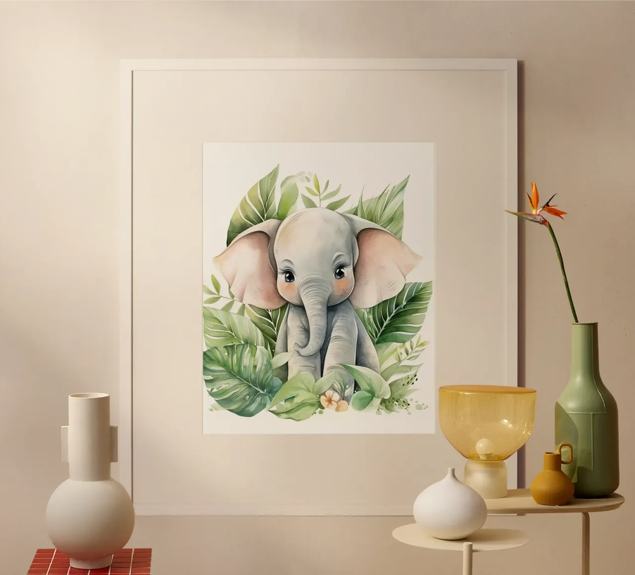 Jungle Baby Elephant poster by vintageshop