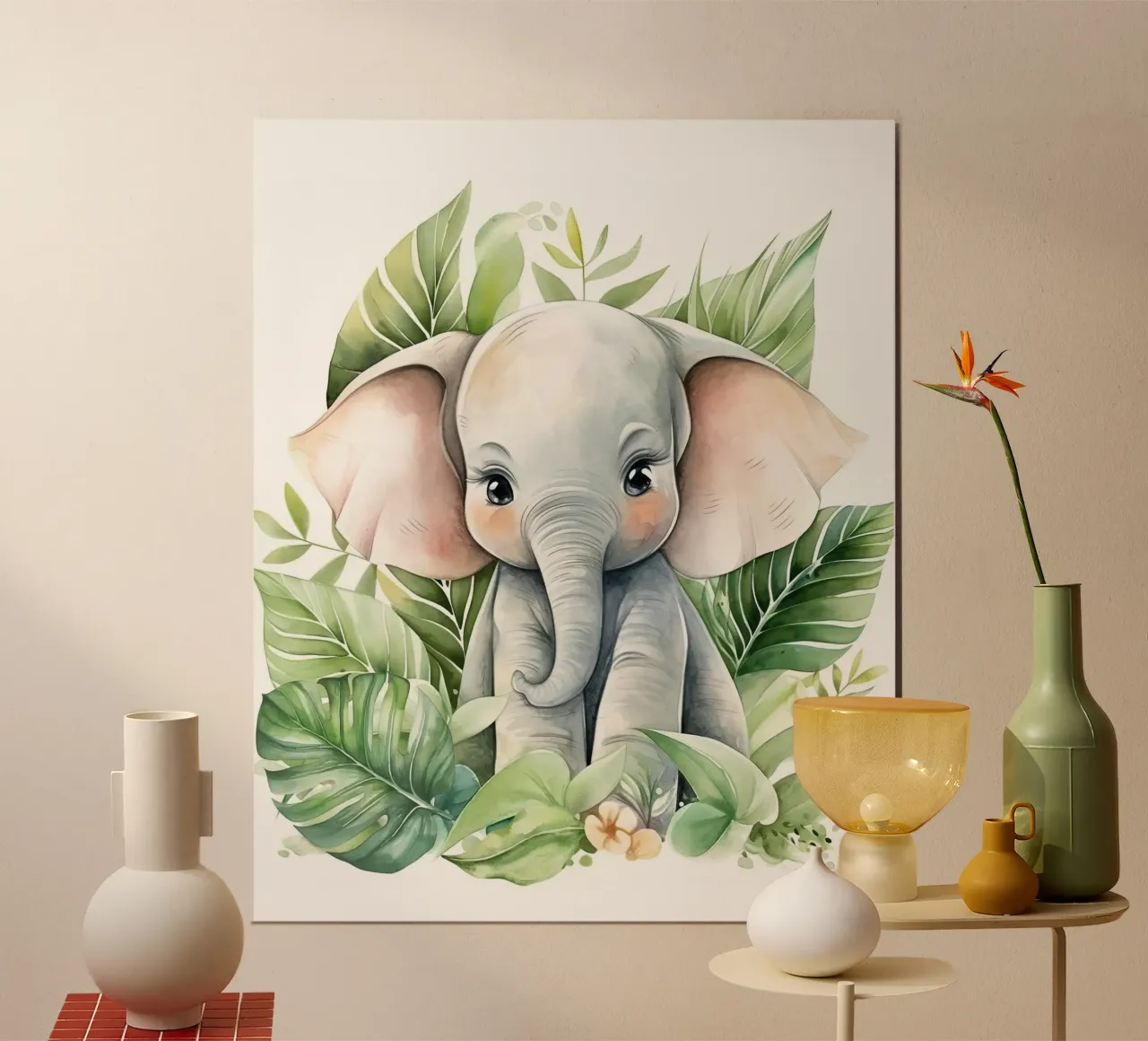Jungle Baby Elephant poster by vintageshop