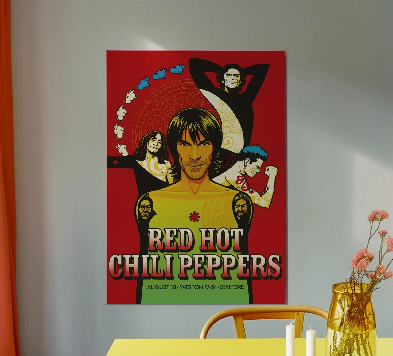 Red Hot Chili Peppers 2001 Weston Park Craig Phillips poster con telaio in legno da DGUnder