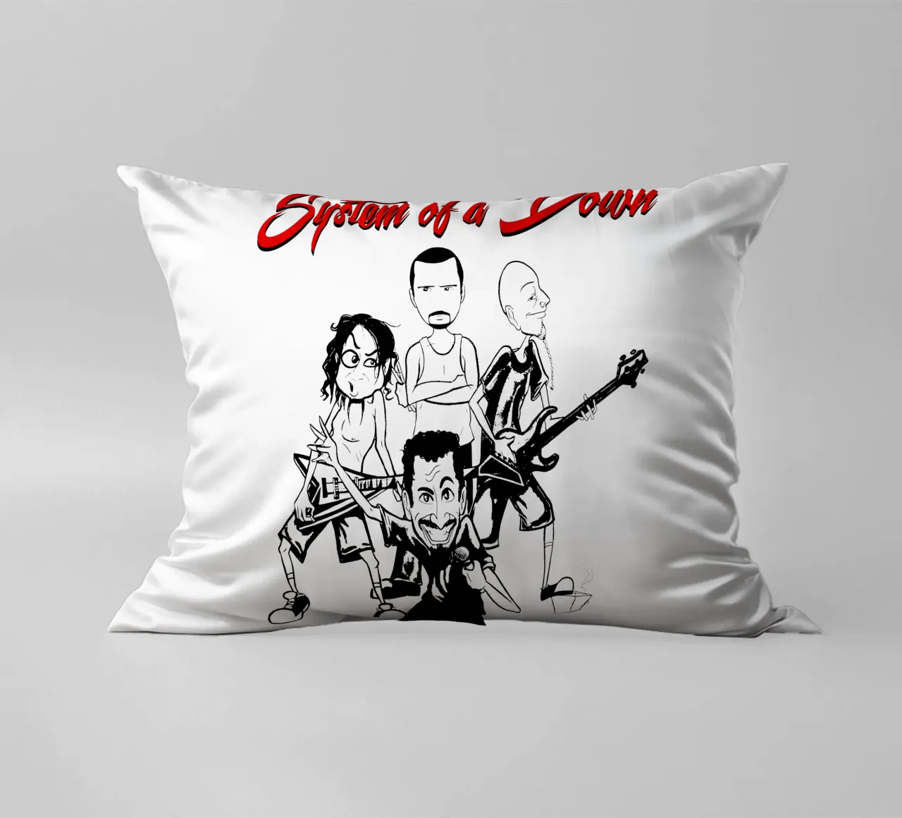 Il cartone animato di System of a Down T-SHIRT cuscino da ninetyfourdesign_