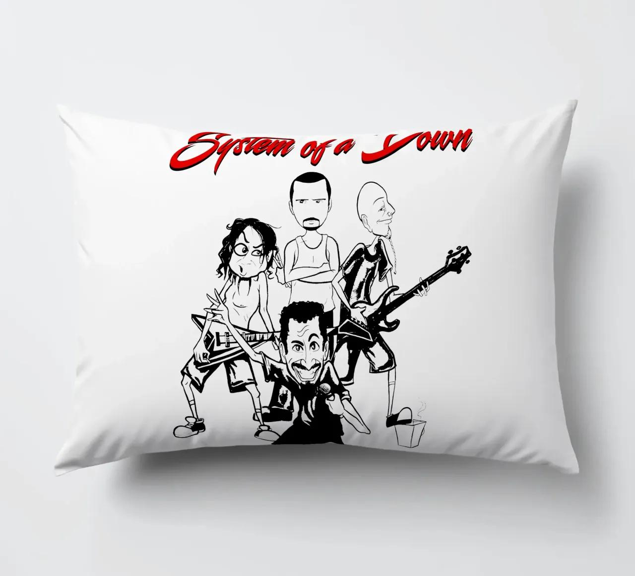 Il cartone animato di System of a Down T-SHIRT cuscino da ninetyfourdesign_