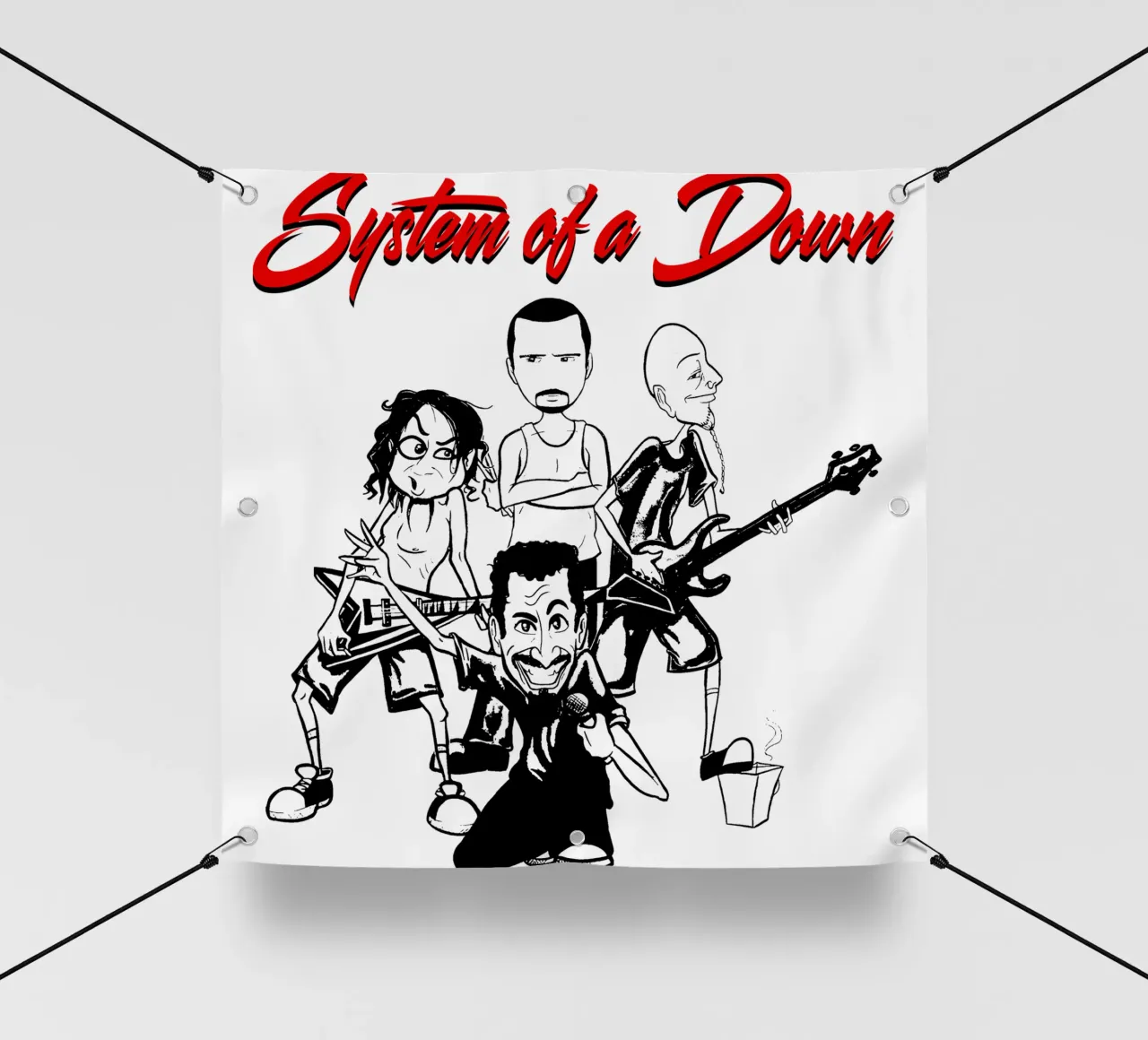 Il cartone animato di System of a Down T-SHIRT telo in pvc da ninetyfourdesign_