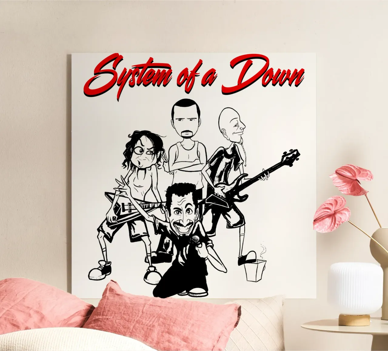La caricatura de System of a Down CAMISETA metacrilato de ninetyfourdesign_