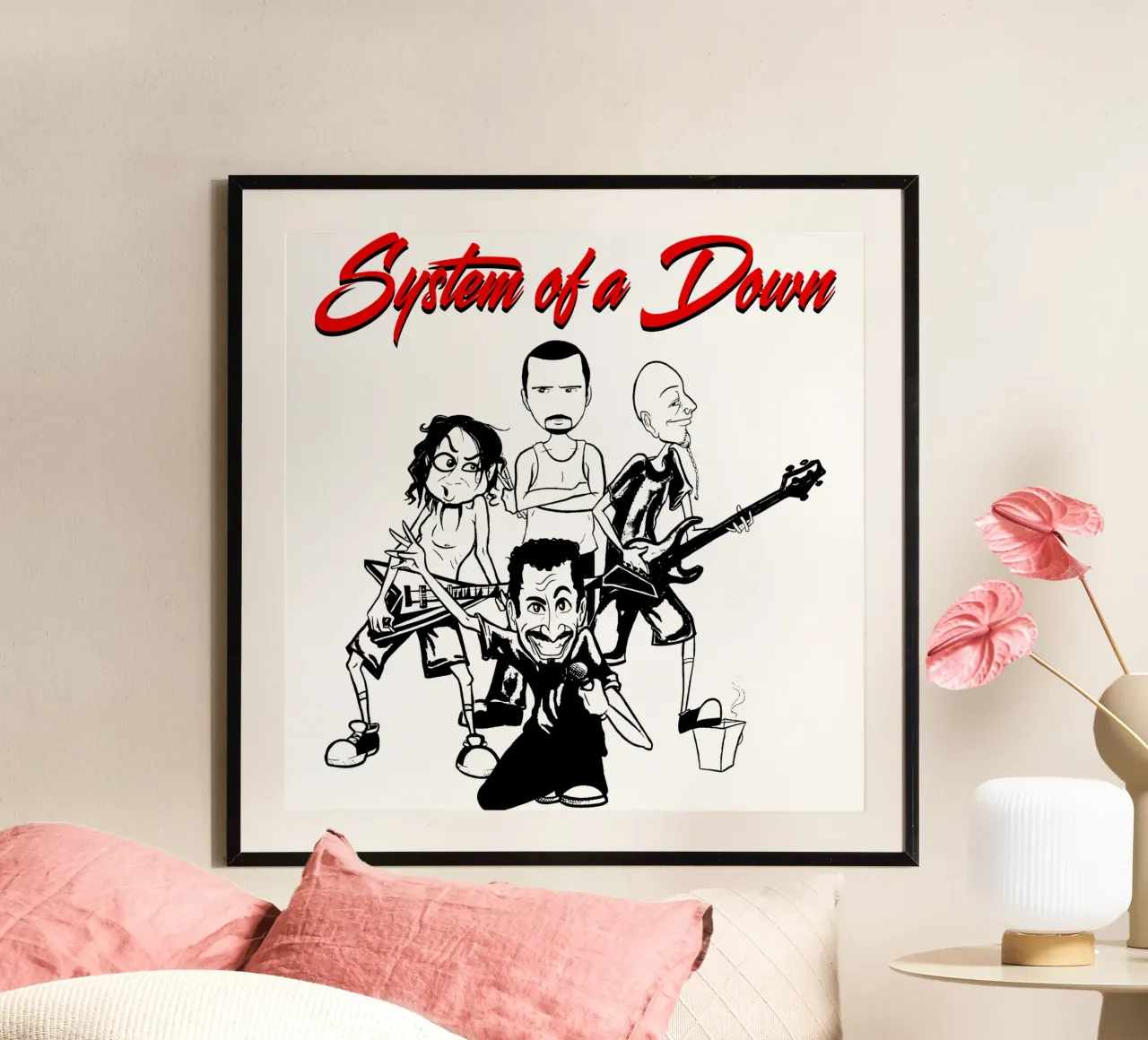 Il cartone animato di System of a Down T-SHIRT carta hahnemühle da ninetyfourdesign_