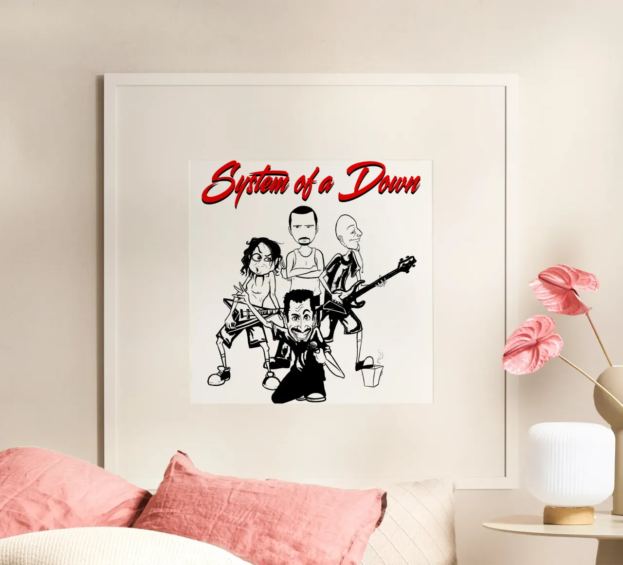 Il cartone animato di System of a Down T-SHIRT carta hahnemühle da ninetyfourdesign_
