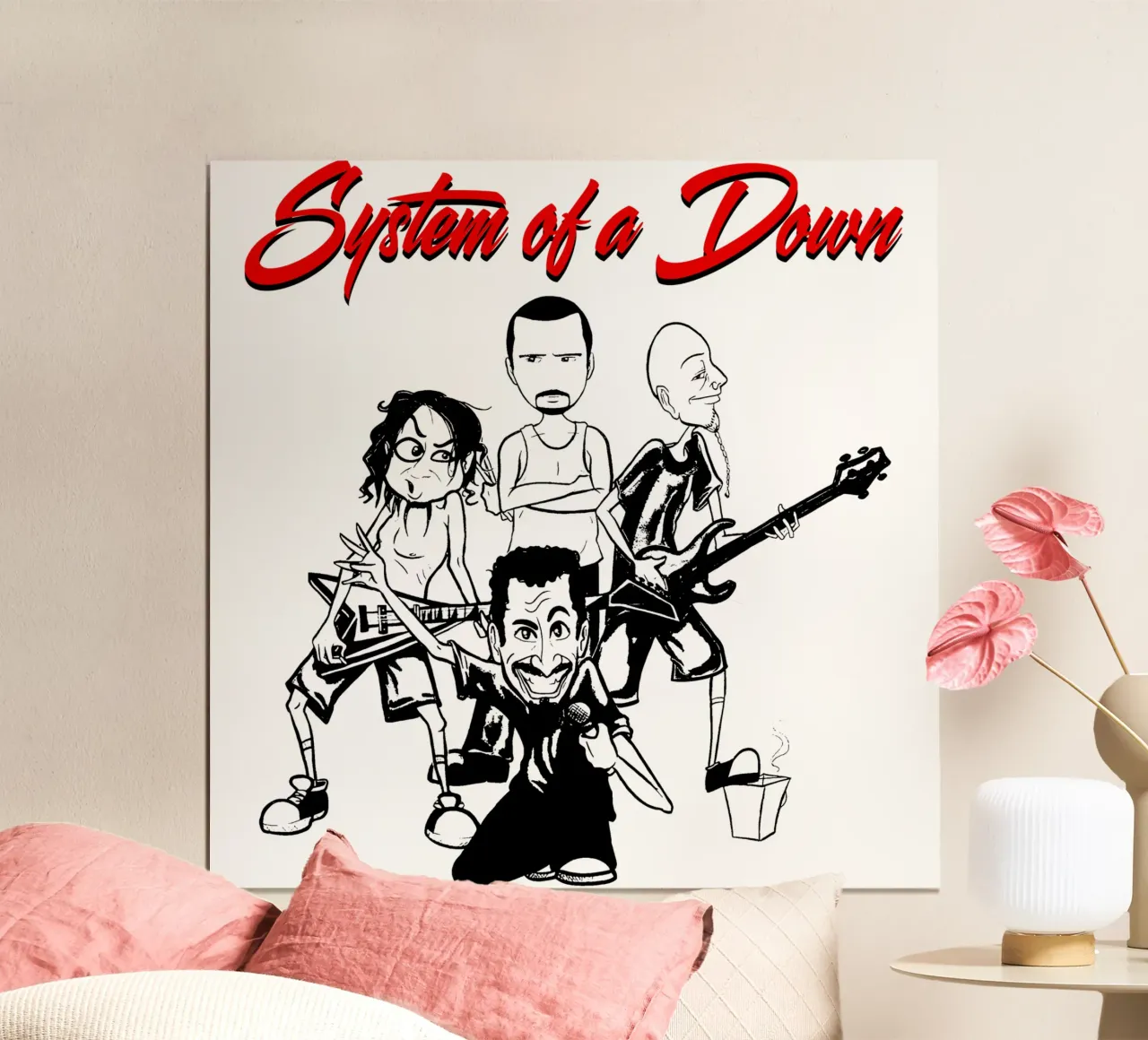 Il cartone animato di System of a Down T-SHIRT carta hahnemühle da ninetyfourdesign_