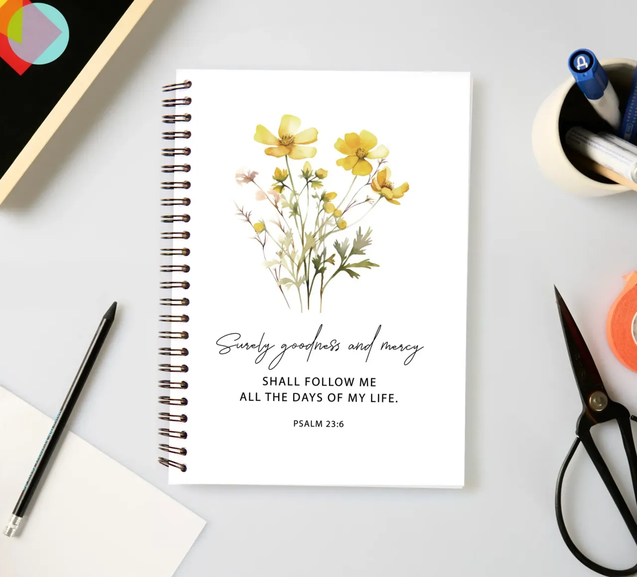 Goodness and Mercy Bloom spiral notebook by vintageshop
