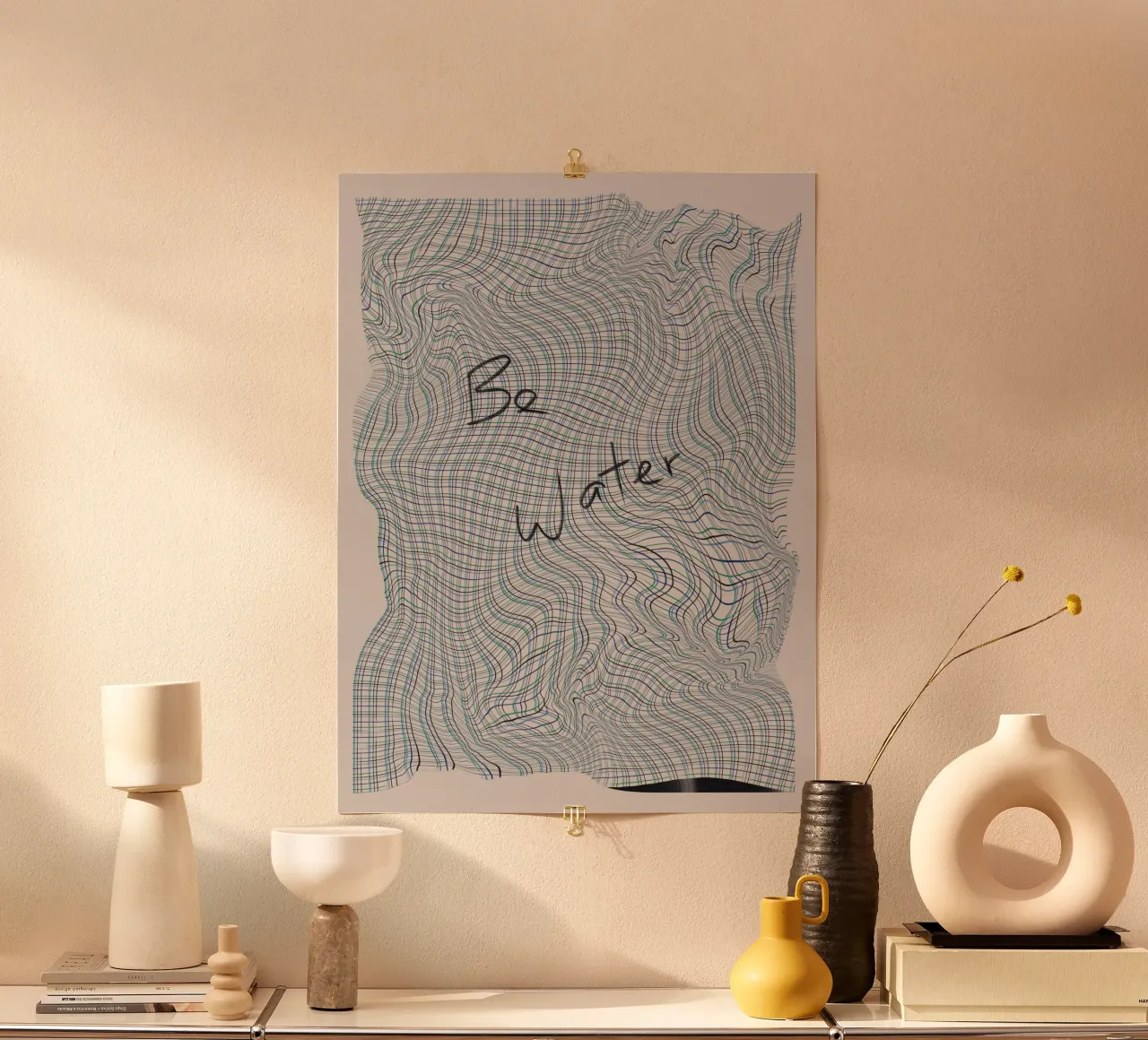 Essere acqua poster con telaio in legno da Little Dean
