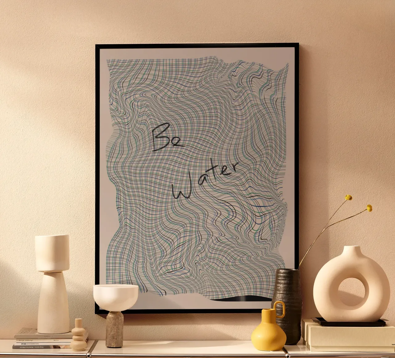Essere acqua poster con telaio in legno da Little Dean