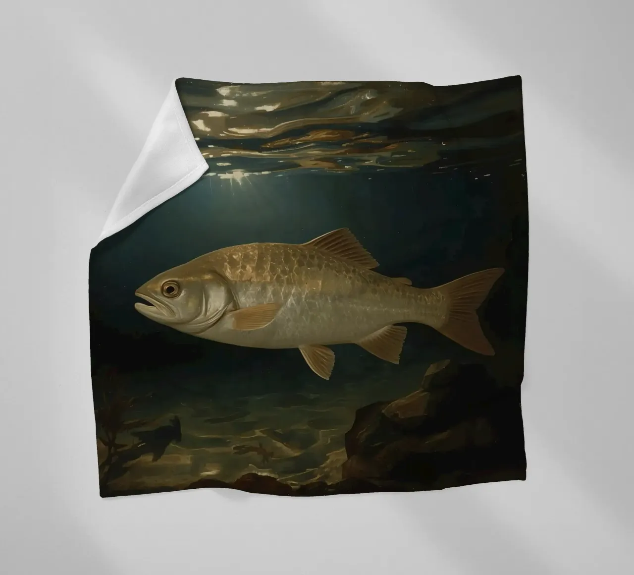 Un grand poisson nage gracieusement dans une eau claire illuminée. plaid polaire de DesignDoodle