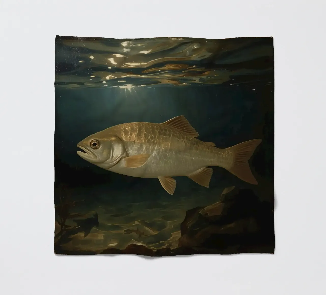 Un grand poisson nage gracieusement dans une eau claire illuminée. plaid polaire de DesignDoodle