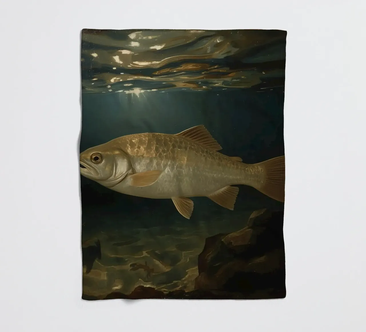 Un grand poisson nage gracieusement dans une eau claire illuminée. plaid polaire de DesignDoodle