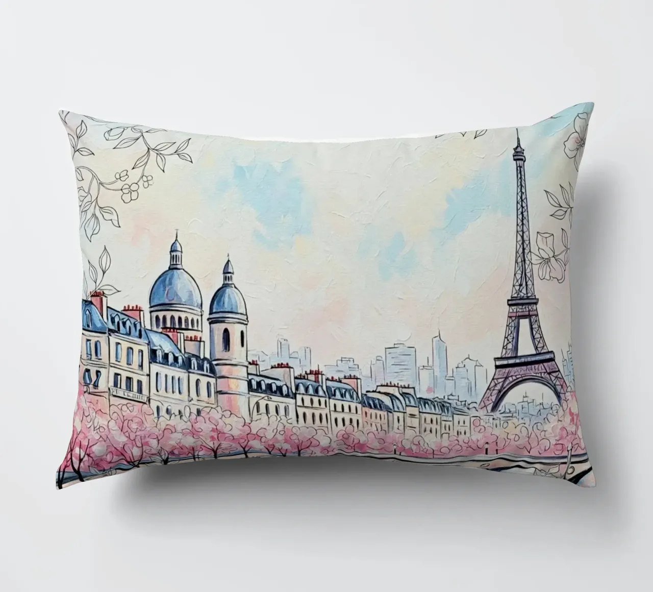 Sogno parigino: Serenità dei ciliegi in fiore 🌸🇫🇷 cuscino da Eni Brandon