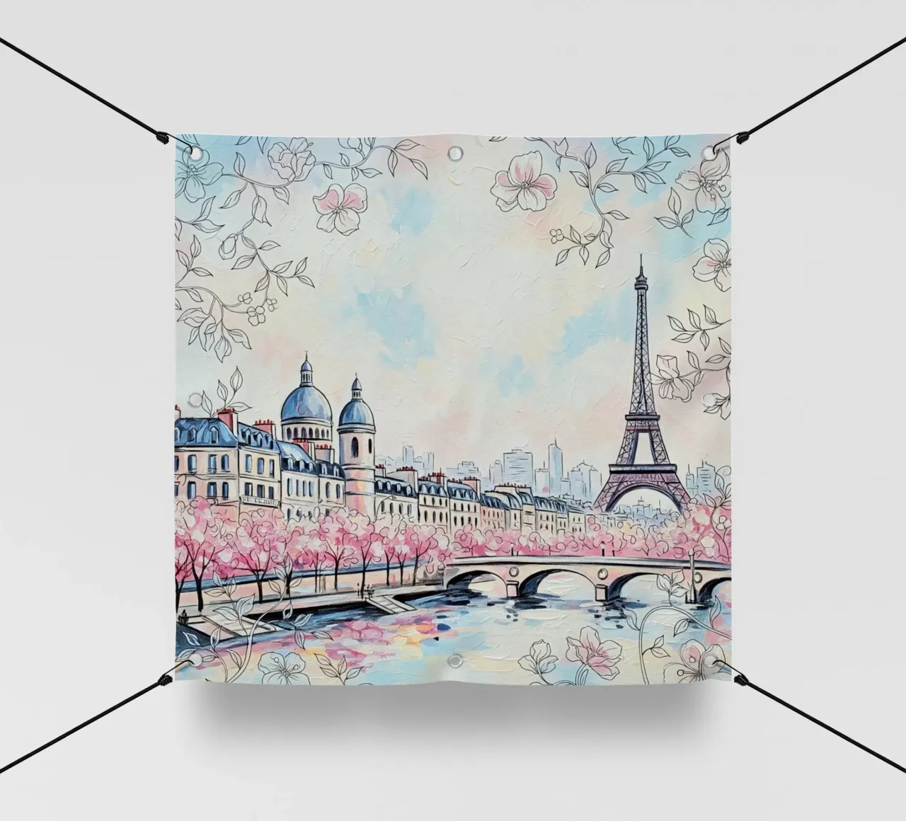 Sogno parigino: Serenità dei ciliegi in fiore 🌸🇫🇷 telo in pvc da Eni Brandon
