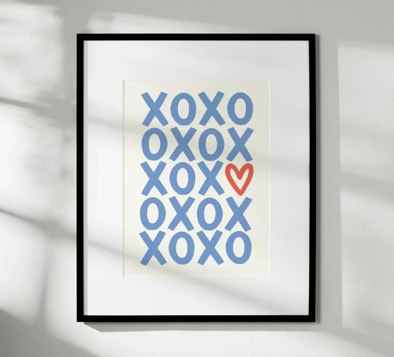XOXO - blue and red poster with plastic frame by Vivdesign