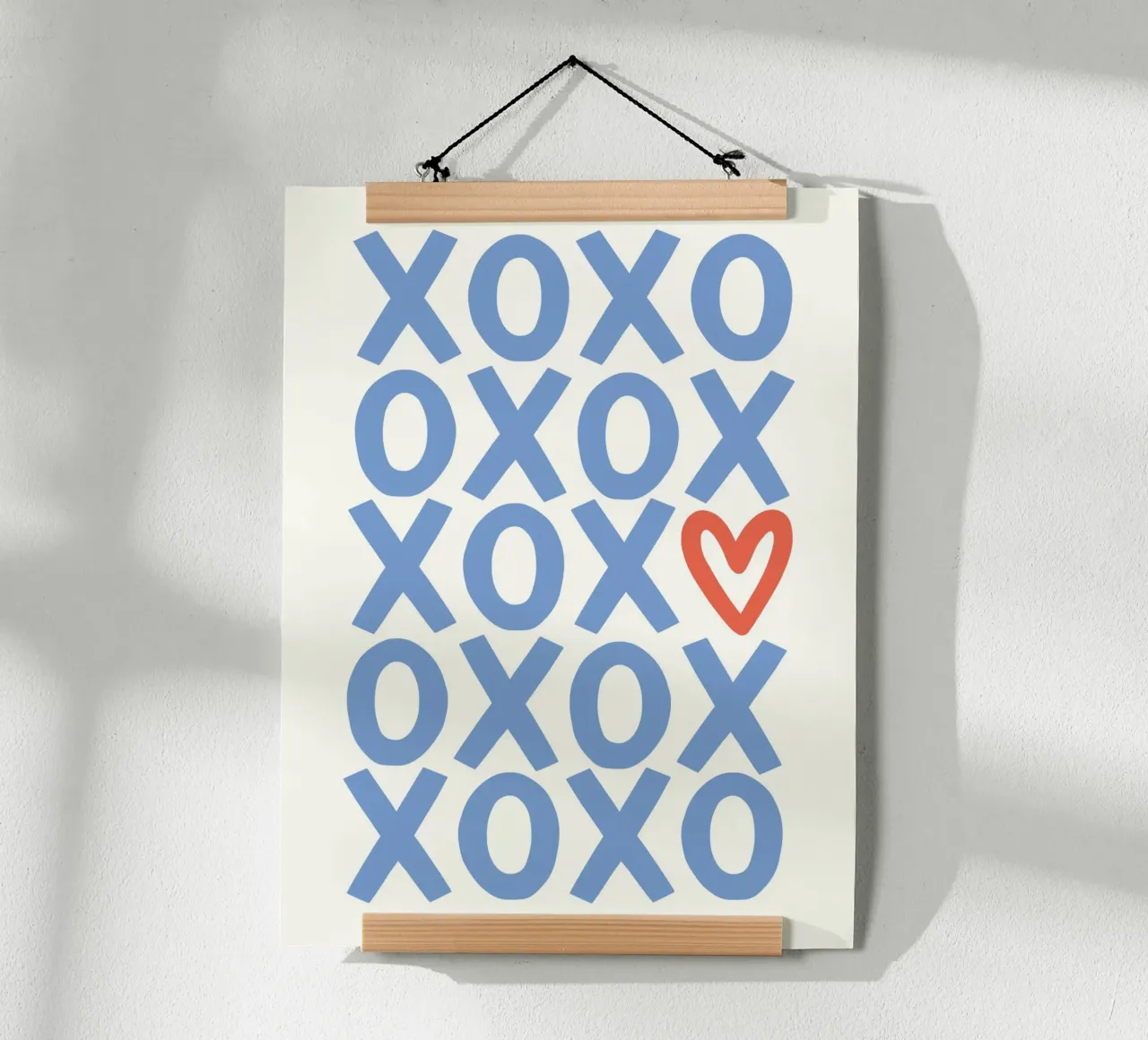 XOXO - blue and red poster with plastic frame by Vivdesign