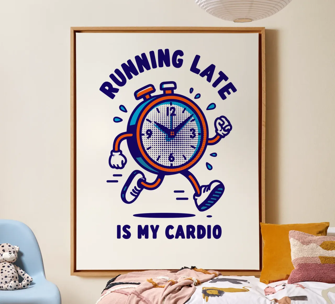 Running Late is My Cardio tela con Cornice a cassetta da edsonramosart