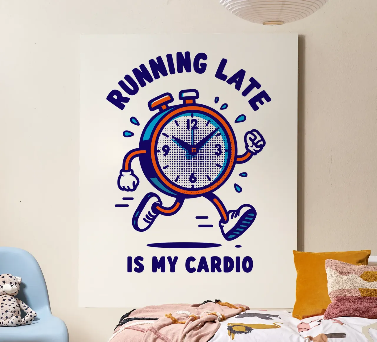 Running Late is My Cardio tela con Cornice a cassetta da edsonramosart