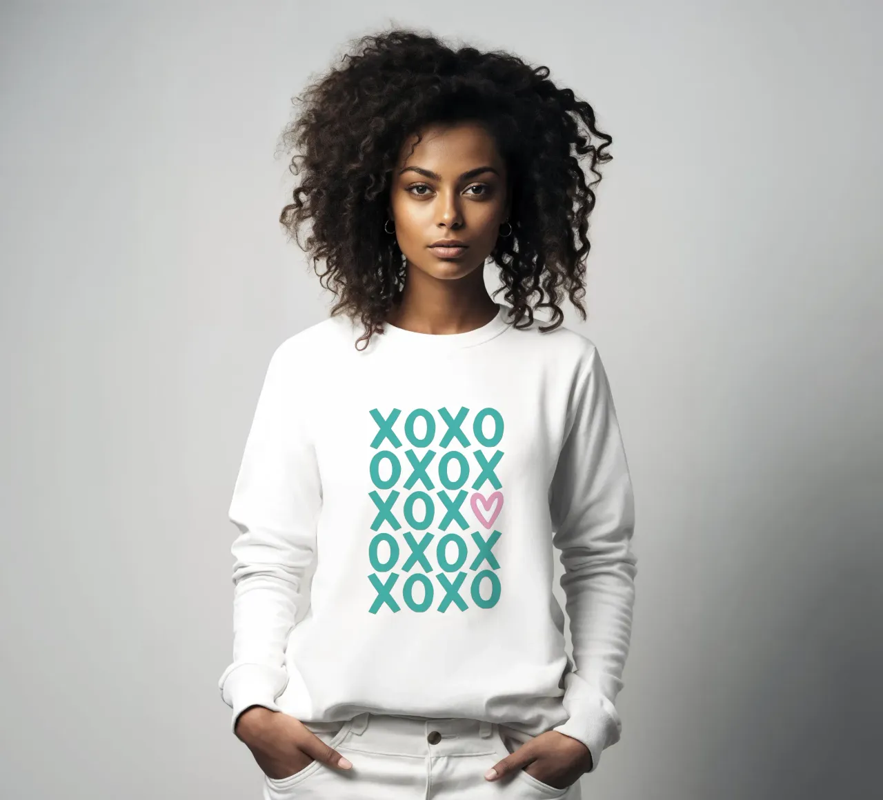 xoxo - green and pink Sweatshirt von Vivdesign