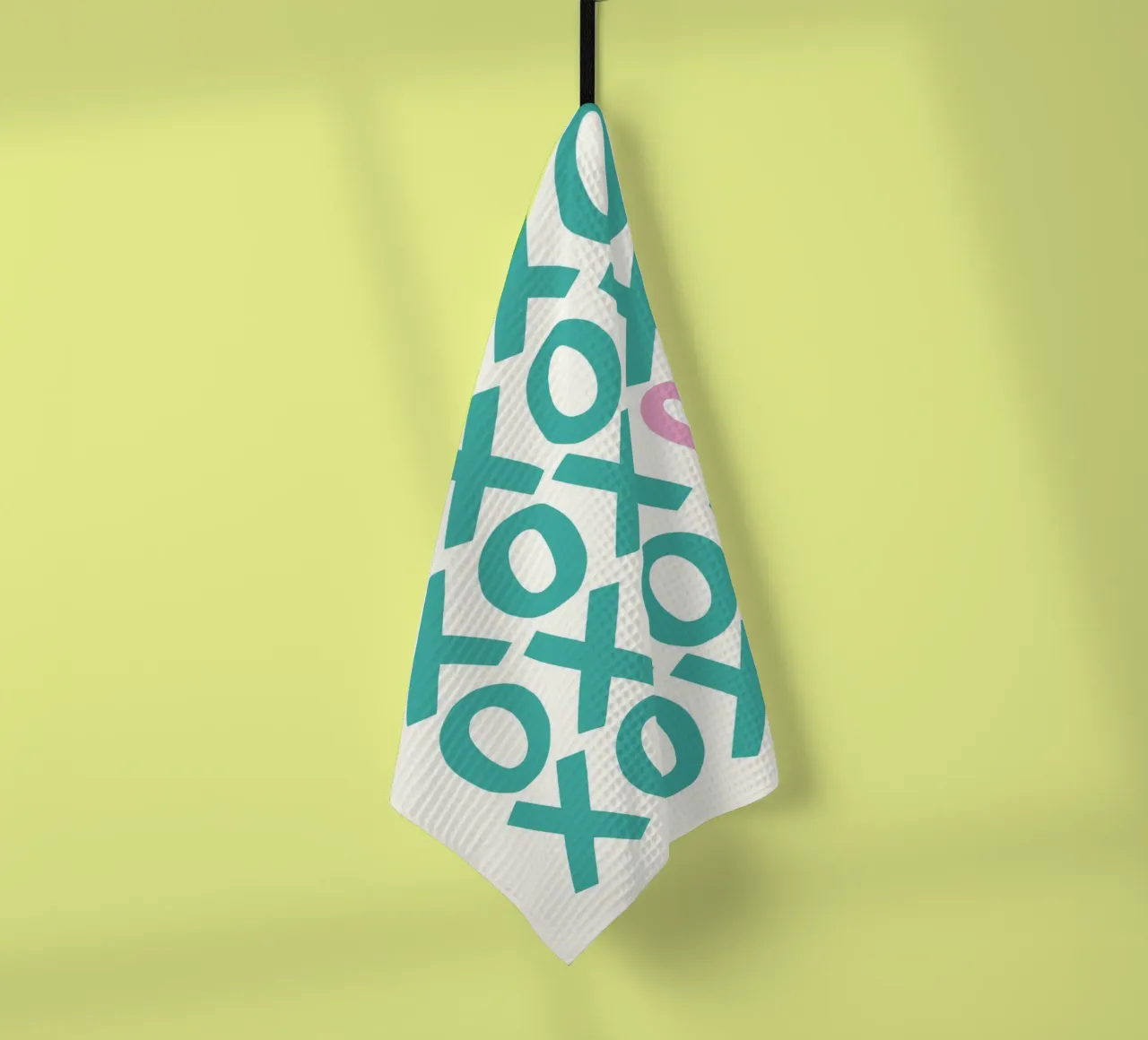 xoxo - green and pink tea towel by Vivdesign