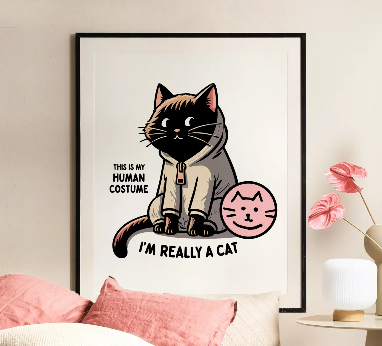 This is my human costume, I’m really a cat poster con telaio in plastica da edsonramosart