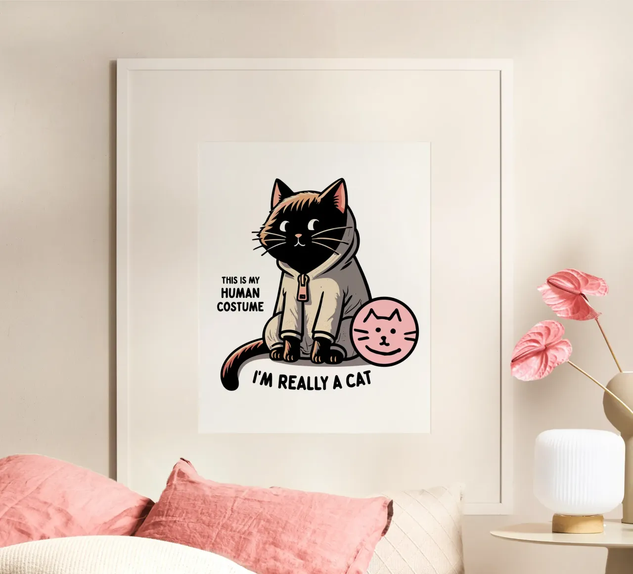 This is my human costume, I’m really a cat poster con telaio in plastica da edsonramosart
