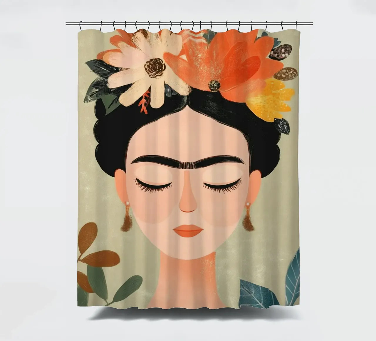 Frida en Silencio shower curtain by Clara August