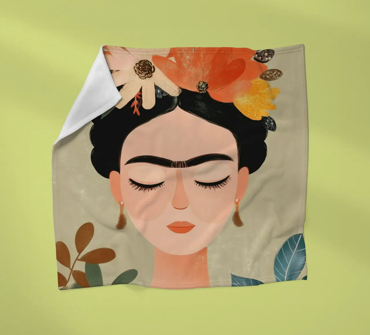 Frida en Silencio fleece blanket by Clara August
