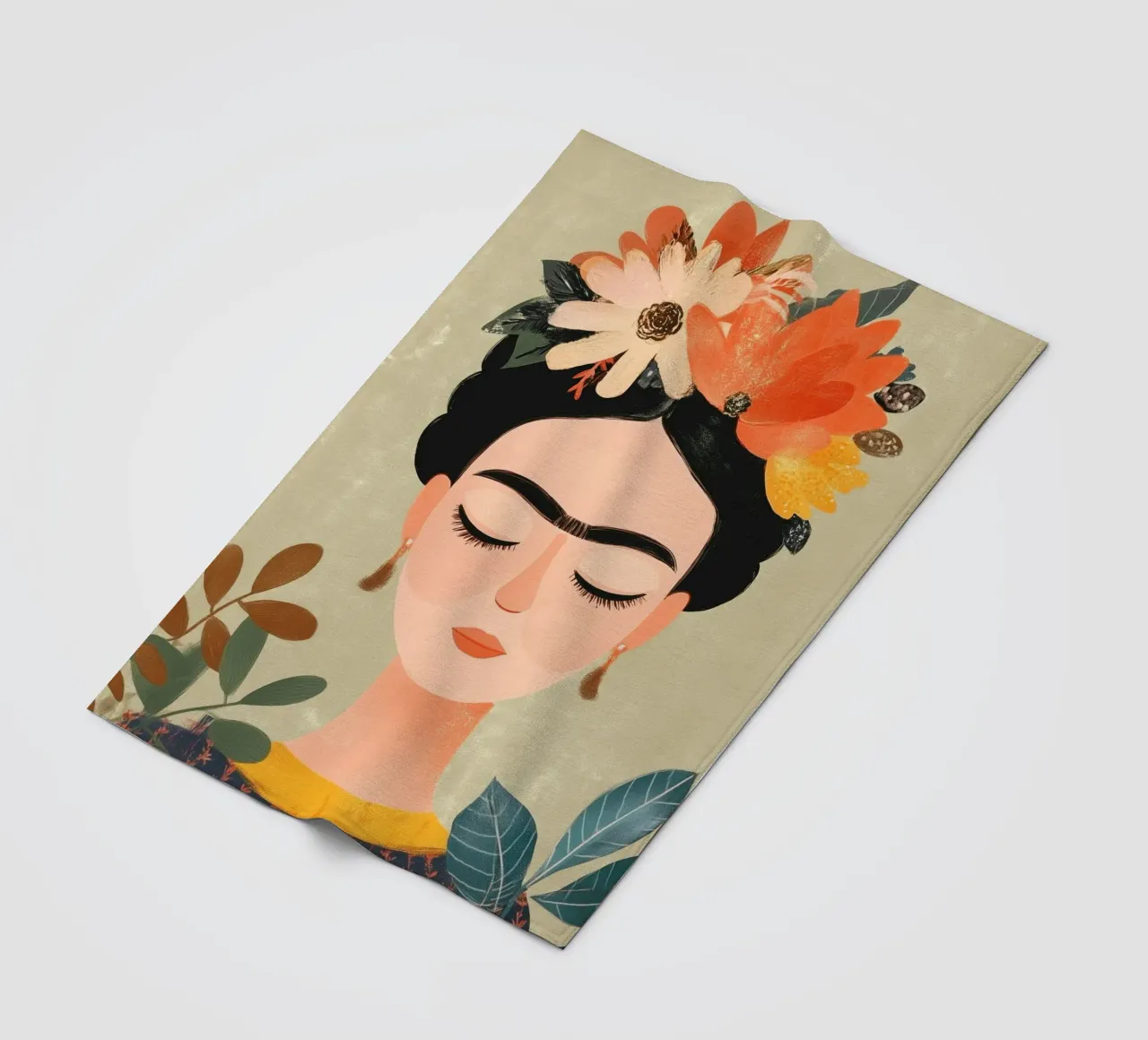 Frida en Silencio fleece blanket by Clara August