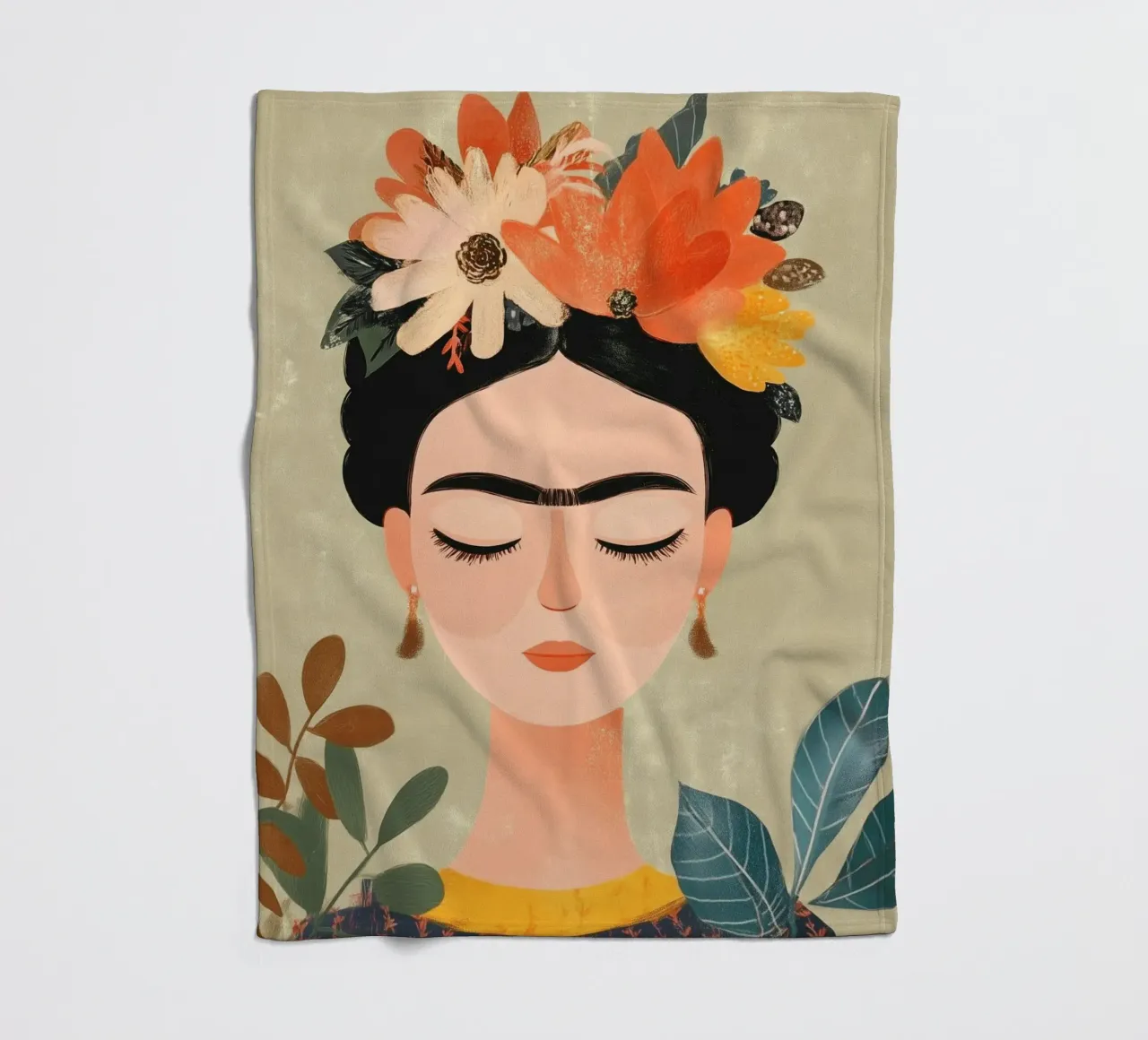 Frida en Silencio fleece blanket by Clara August