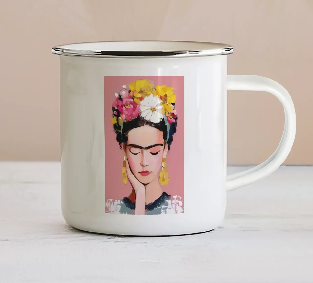 Frida in Pink Grace enamel mug by Clara August