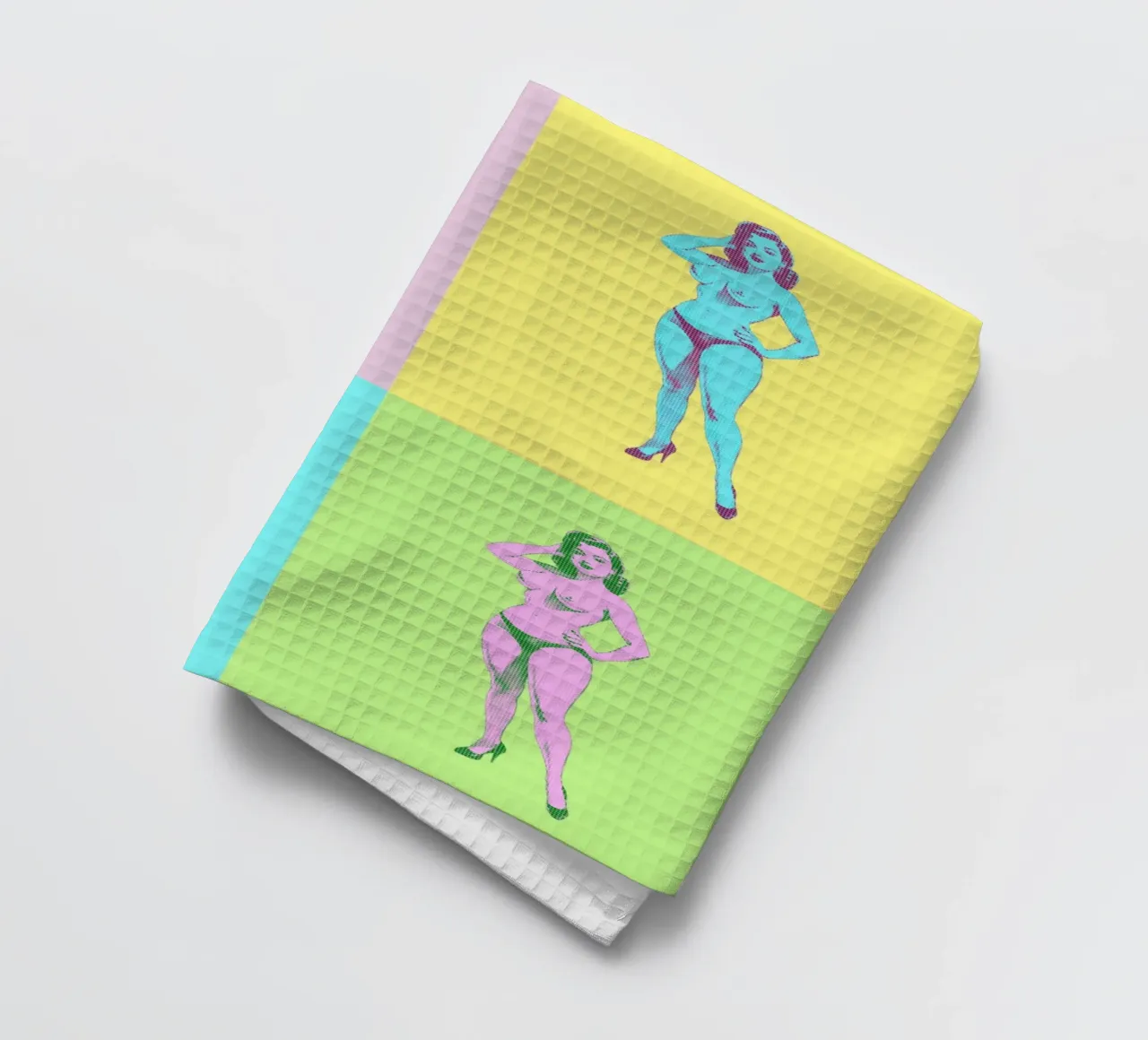 Pin-Up nuda pop art in pannelli pastello canovaccio da cucina da Hecate Pim Designs
