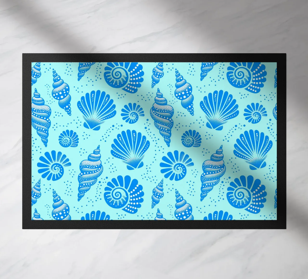 Seashells Cerulean Blue doormat by SilverPegasus