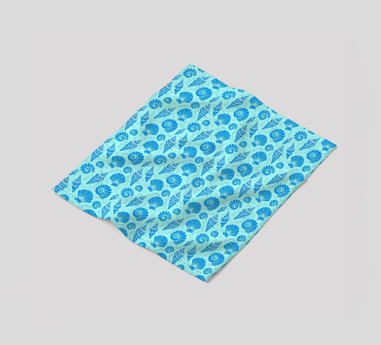 Seashells Cerulean Blue fleece blanket by SilverPegasus