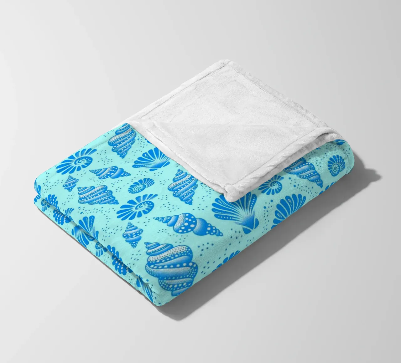Seashells Cerulean Blue fleece blanket by SilverPegasus