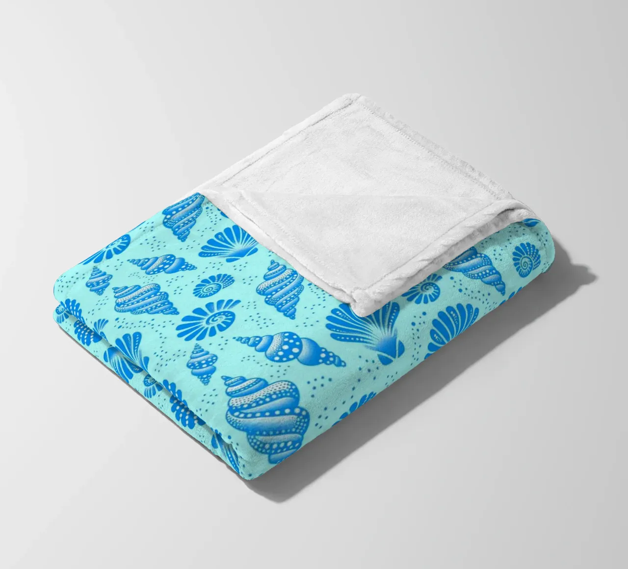 Seashells Cerulean Blue fleece blanket by SilverPegasus