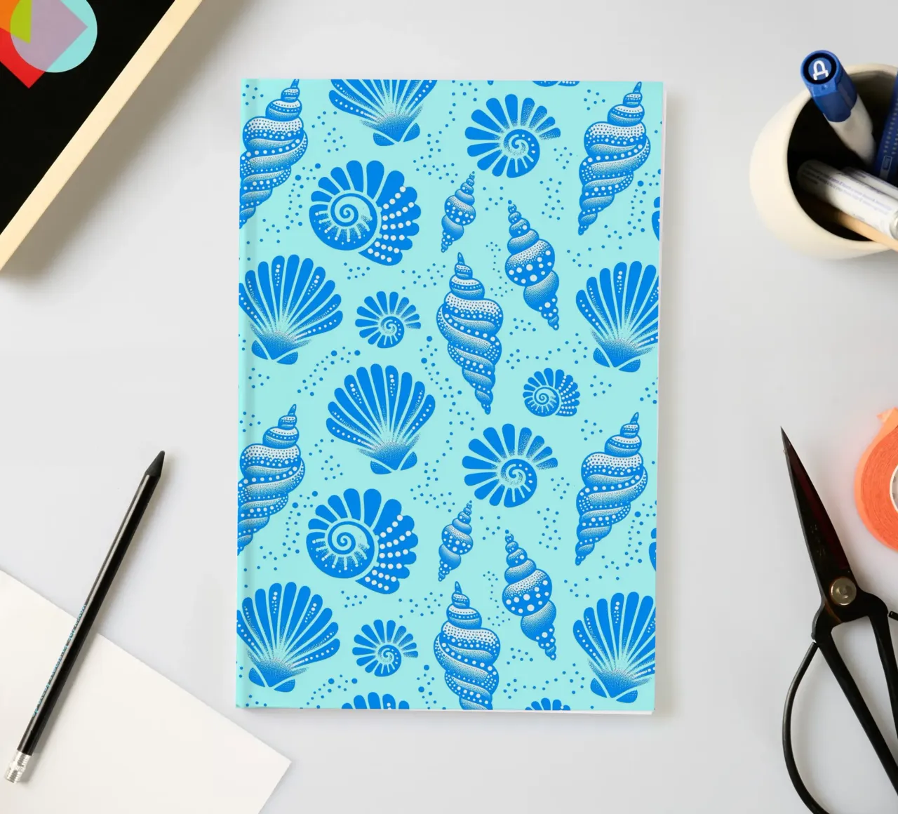 Seashells Cerulean Blue notebook by SilverPegasus