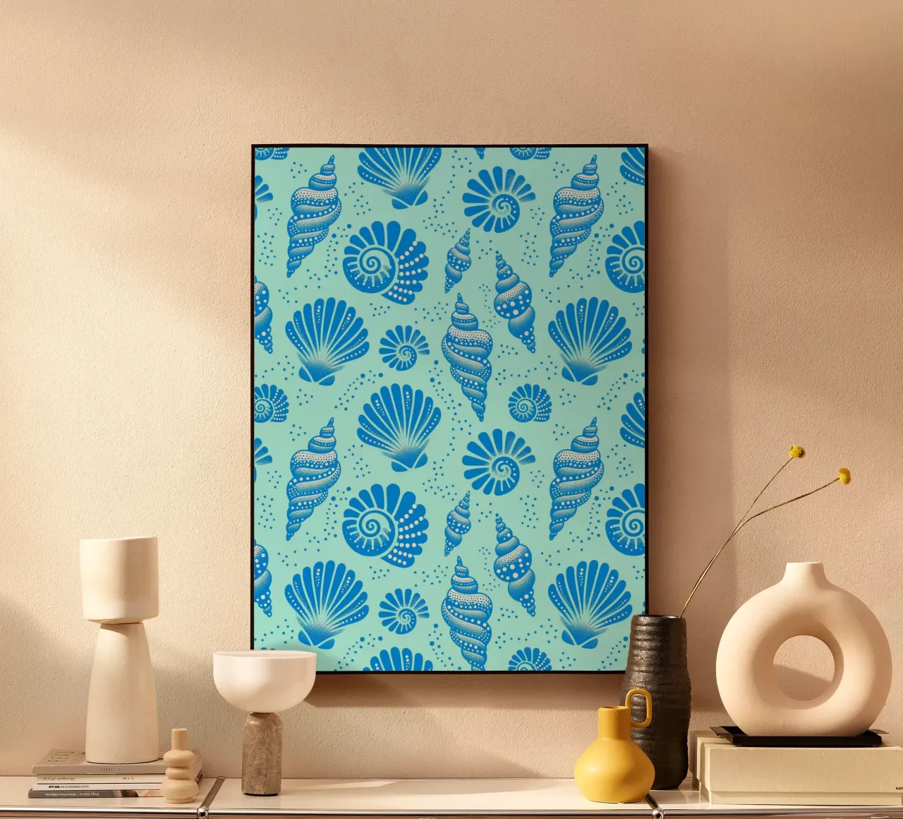 Seashells Cerulean Blue acrylic glass by SilverPegasus