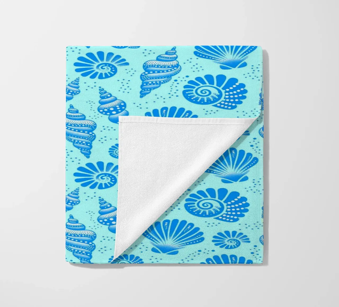 Seashells Cerulean Blue beach towel by SilverPegasus