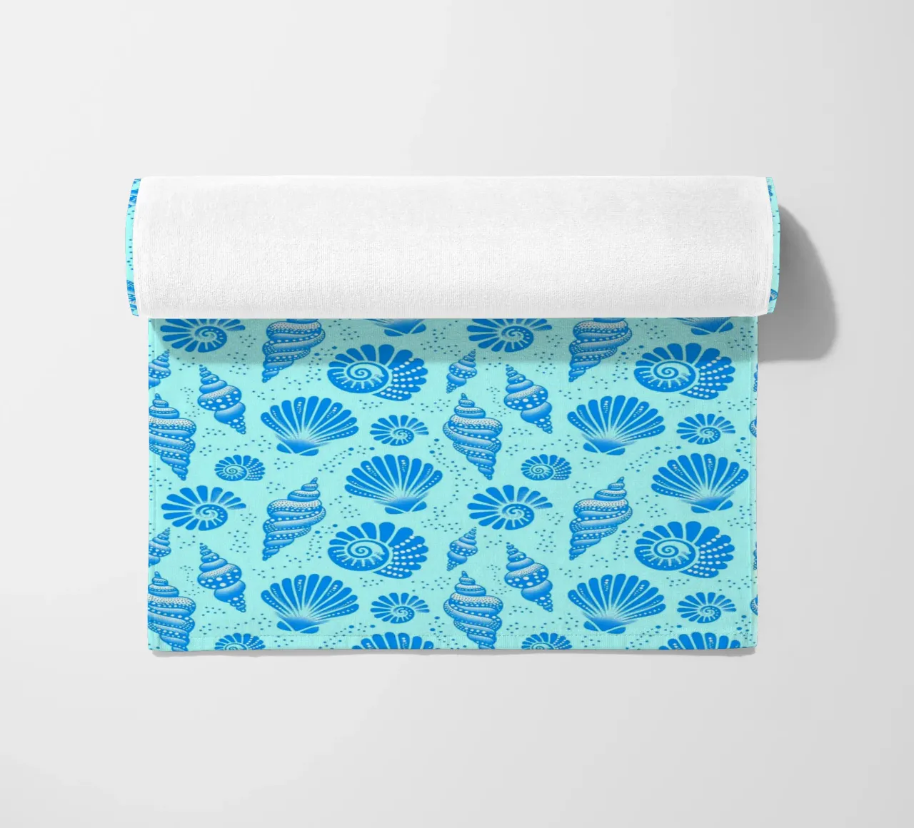 Seashells Cerulean Blue beach towel by SilverPegasus