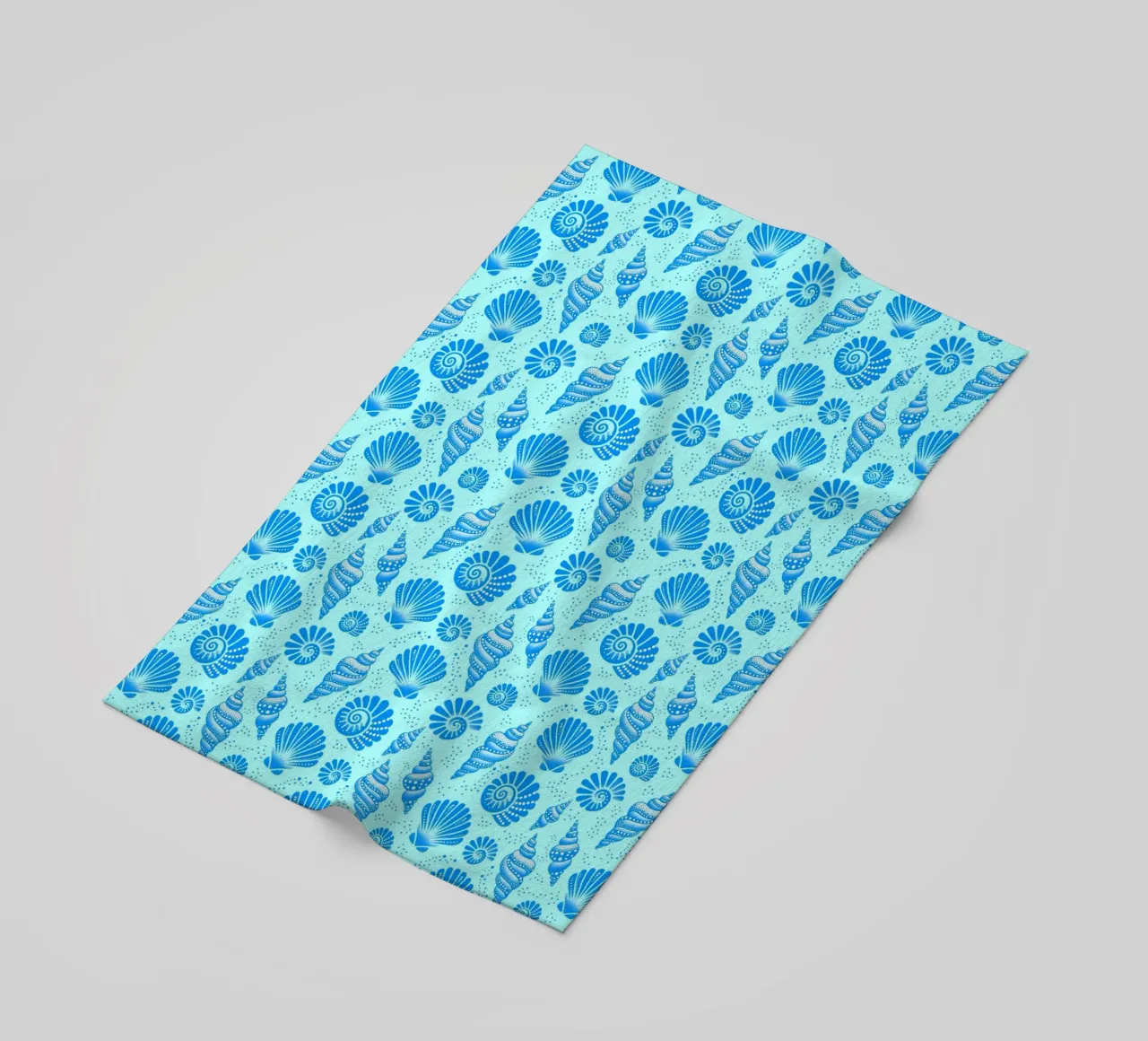 Seashells Cerulean Blue beach towel by SilverPegasus