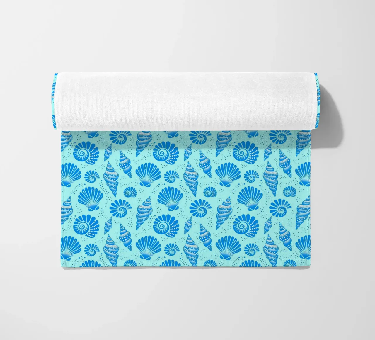 Seashells Cerulean Blue beach towel by SilverPegasus