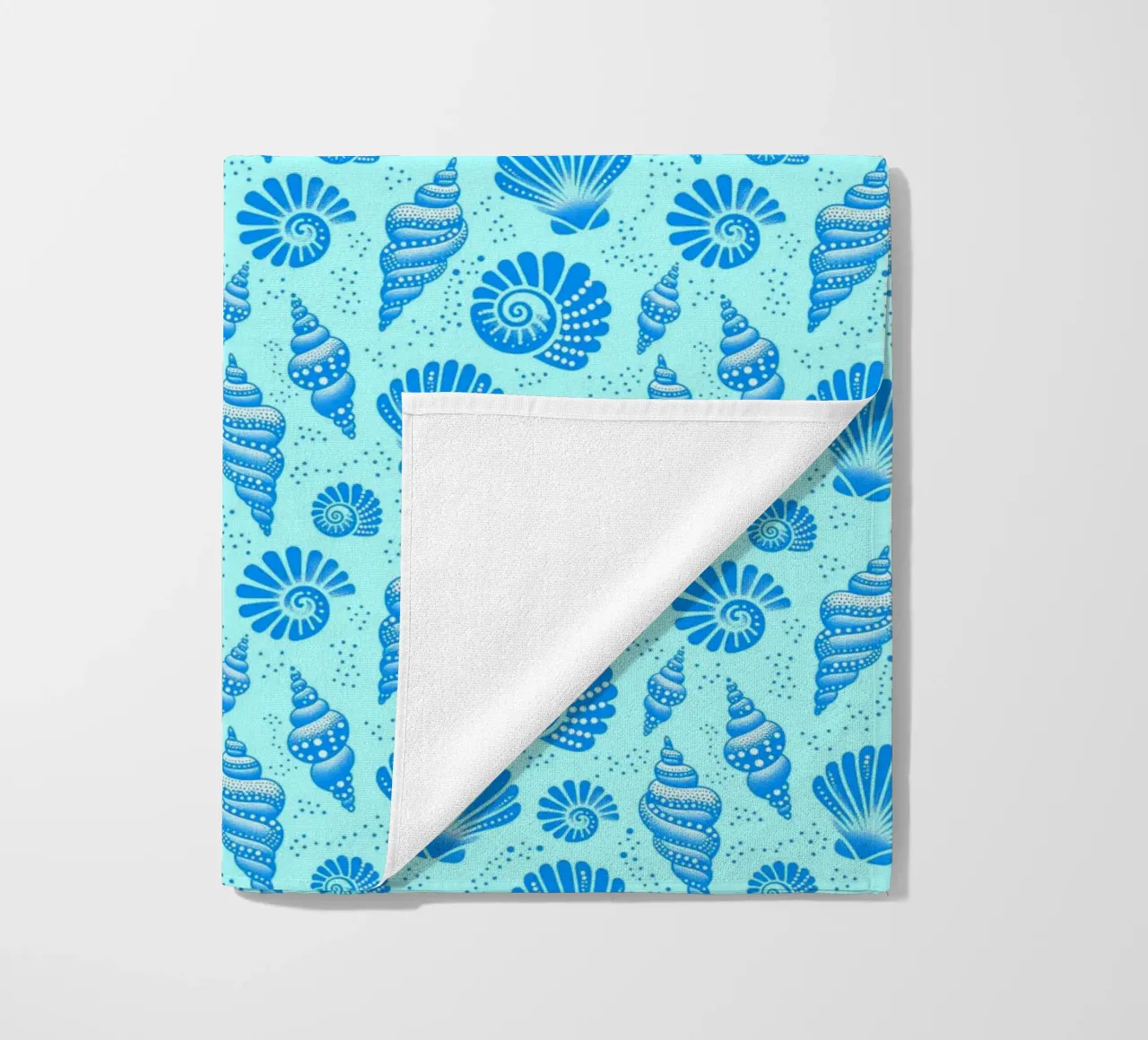 Seashells Cerulean Blue beach towel by SilverPegasus