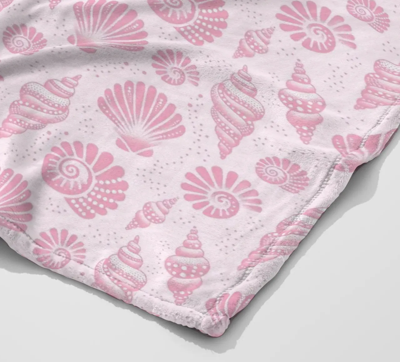Seashells Blush Pink fleece blanket by SilverPegasus