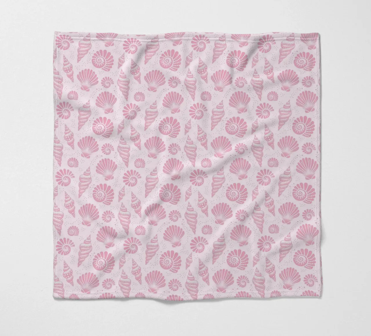 Seashells Blush Pink fleece blanket by SilverPegasus