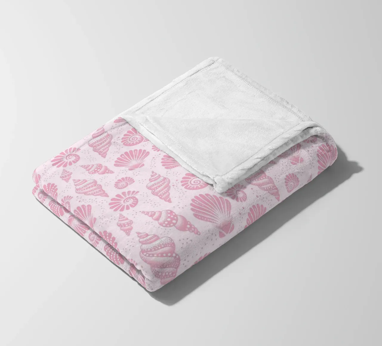 Seashells Blush Pink fleece blanket by SilverPegasus