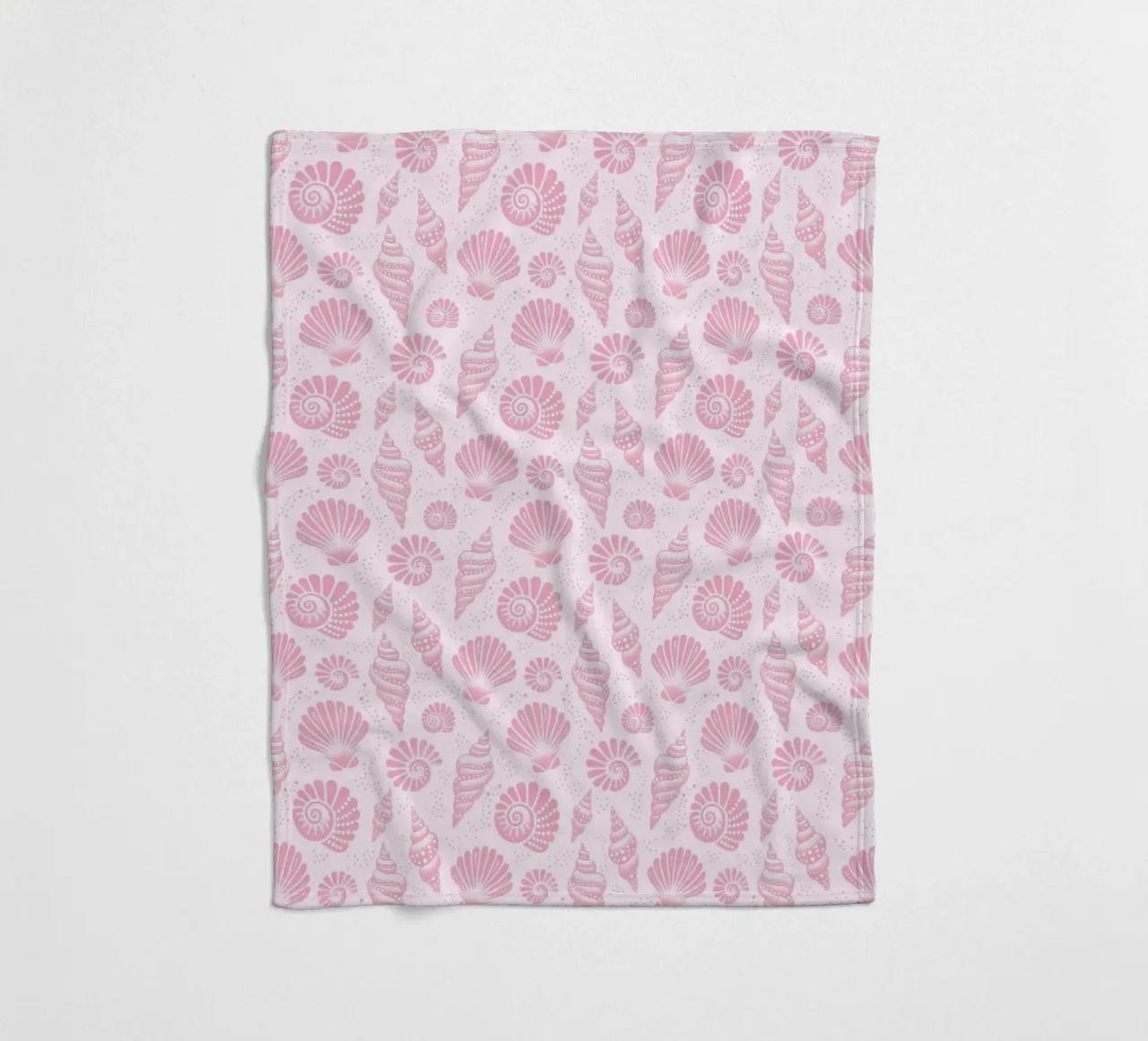 Seashells Blush Pink fleece blanket by SilverPegasus